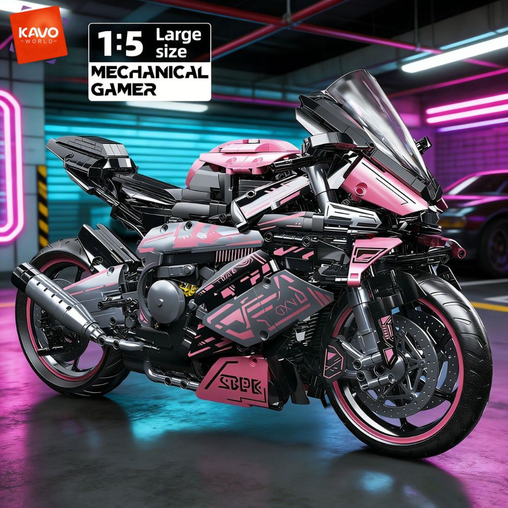 KAVOWORLD 2096PCS Pink Motorcy - Model Kit In Era reseña y precio