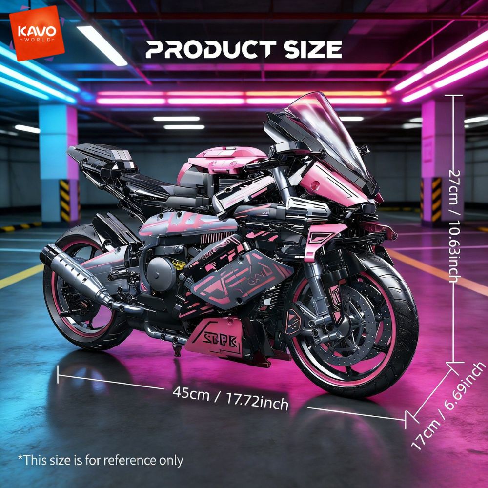 KAVOWORLD 2096PCS Pink Motorcy - Model Kit In Era reseña y precio