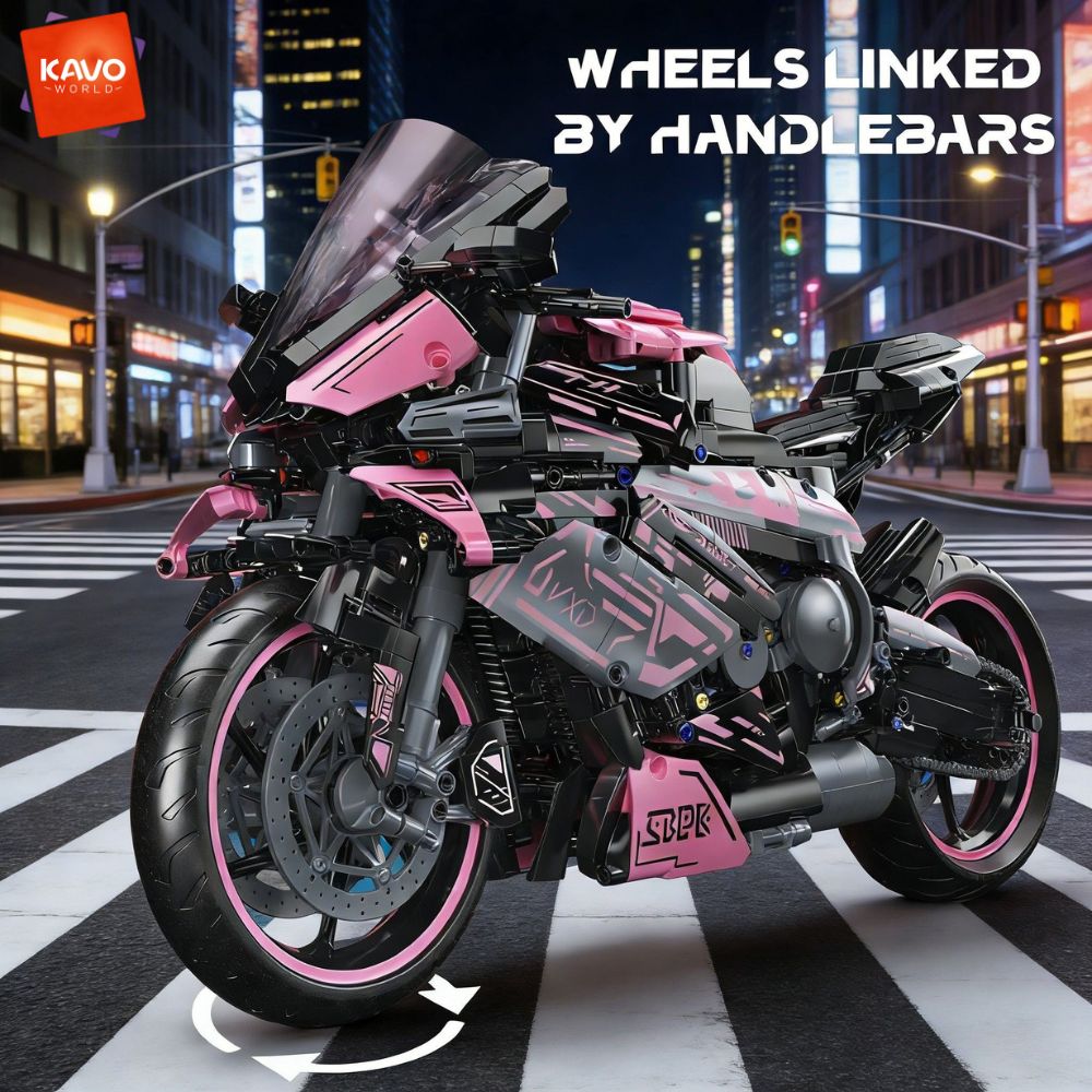 KAVOWORLD 2096PCS Pink Motorcy - Model Kit In Era reseña y precio