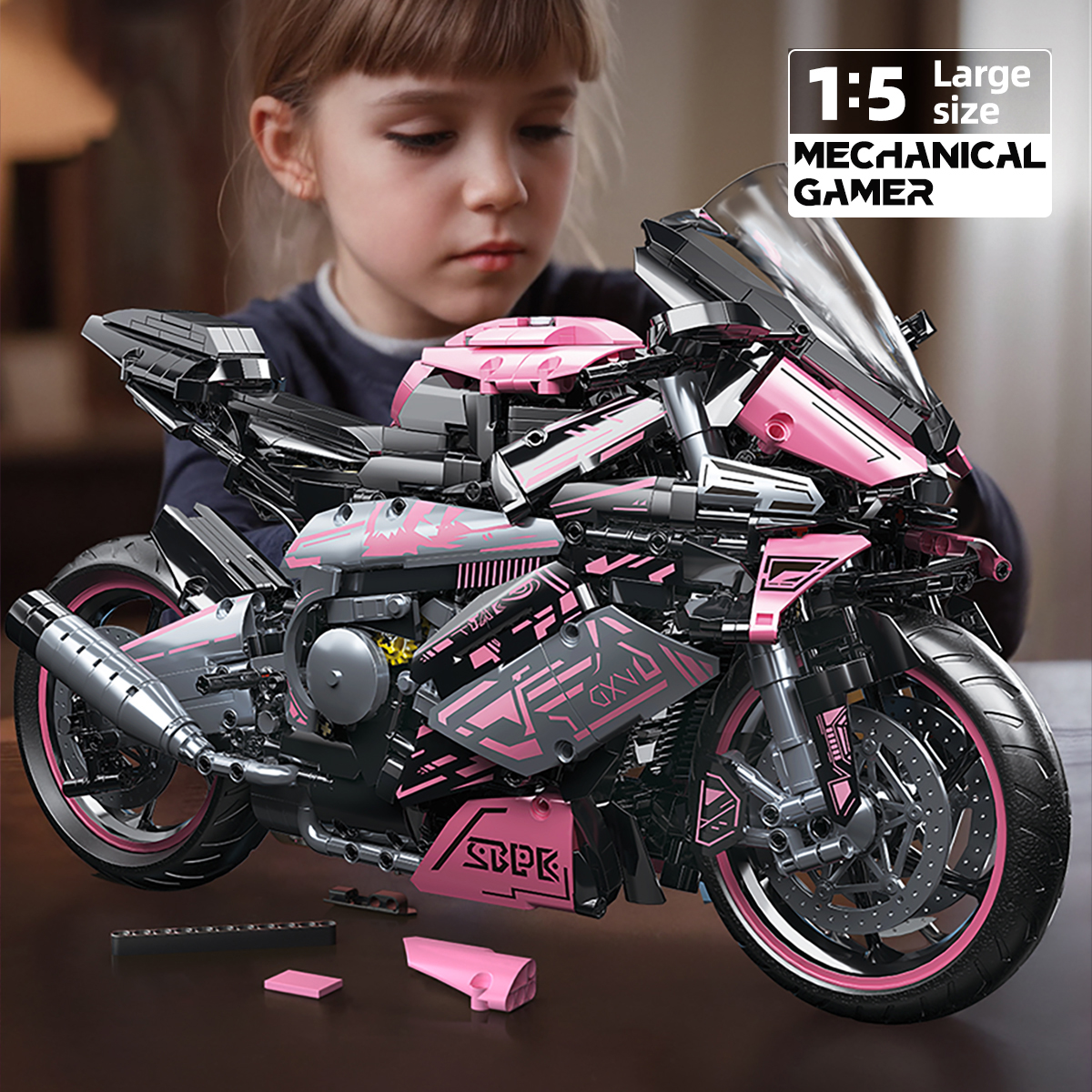 KAVOWORLD 2096PCS Pink Motorcy - Model Kit In Era reseña y precio